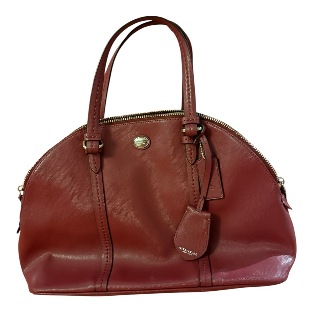 Coach Peyton Saffiano Leather Cora Domed Satchel